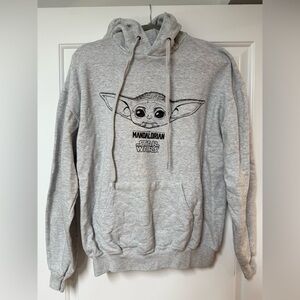 Star Wars The Mandelorian Yoda Gray And Black Sweatshirt Size L Hoodie